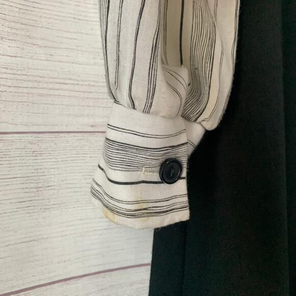 Vintage Ms. Sugar Striped Midi Dress Outfit with Vest and Tie Neck - Picture 14 of 16